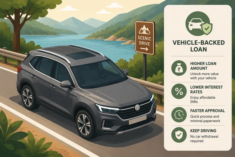 Moderni henkilöauto pysäköitynä maisematiellä Moderni henkilöauto pysäköitynä maisematiellä