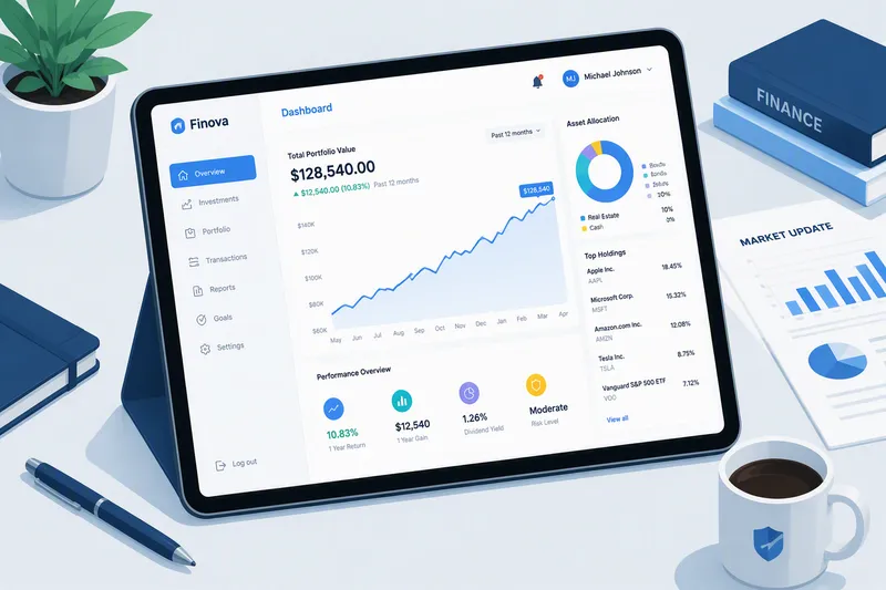 Digitaalinen tabletti näyttää selkeää talousliittymää Digitaalinen tabletti näyttää selkeää talousliittymää